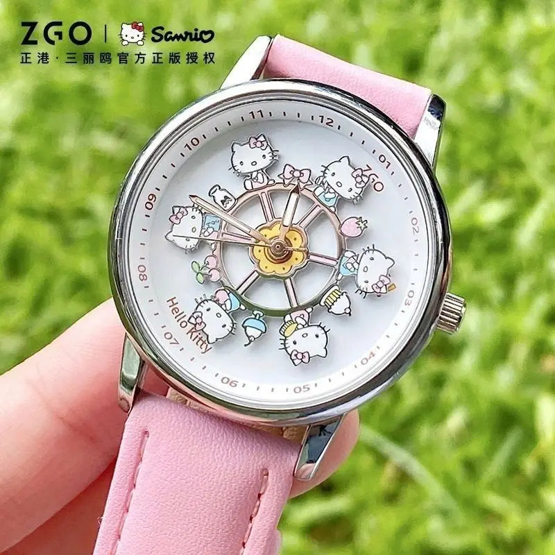 Anime Sanrio Hello Kitty Rotating Glow in The Dark Watch for Women Teen Girls Students Best Friends Birthday Gift Cartoon Cute