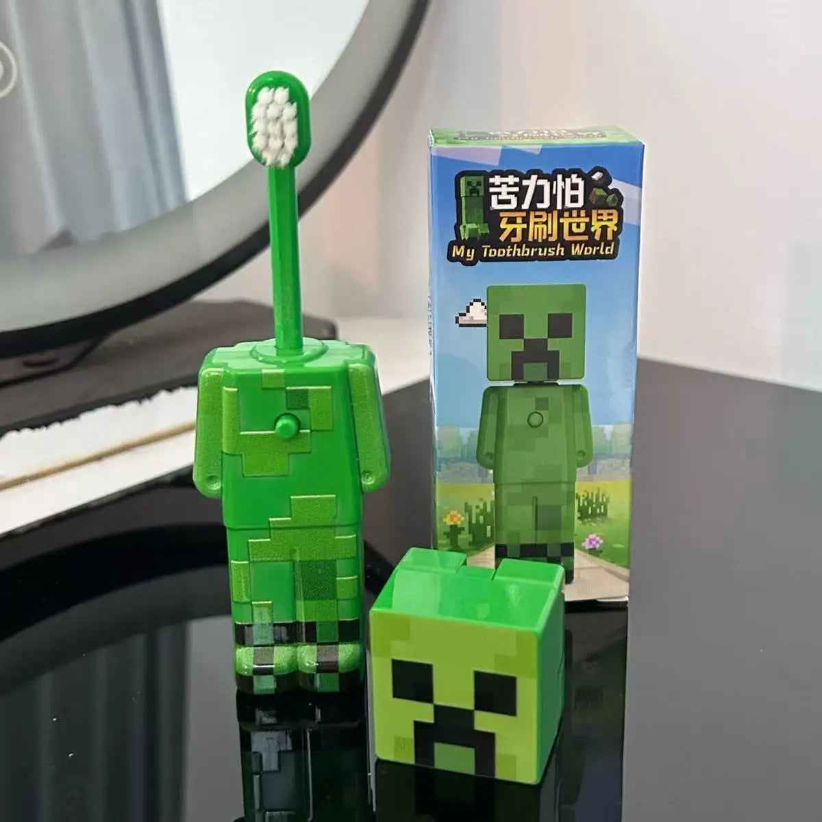 Hot mine craft Retractable Toothbrush Pixel Game Character Soft Bristle Oral Care Brush Portable Daily Wash Accessory Gift ﻿