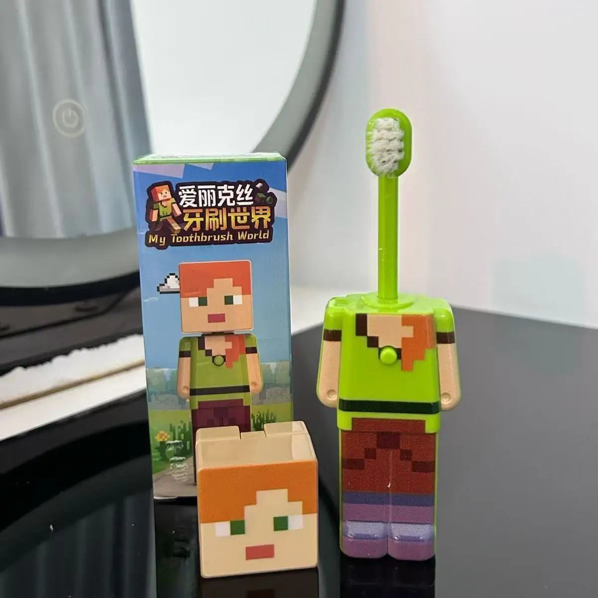 Hot mine craft Retractable Toothbrush Pixel Game Character Soft Bristle Oral Care Brush Portable Daily Wash Accessory Gift ﻿