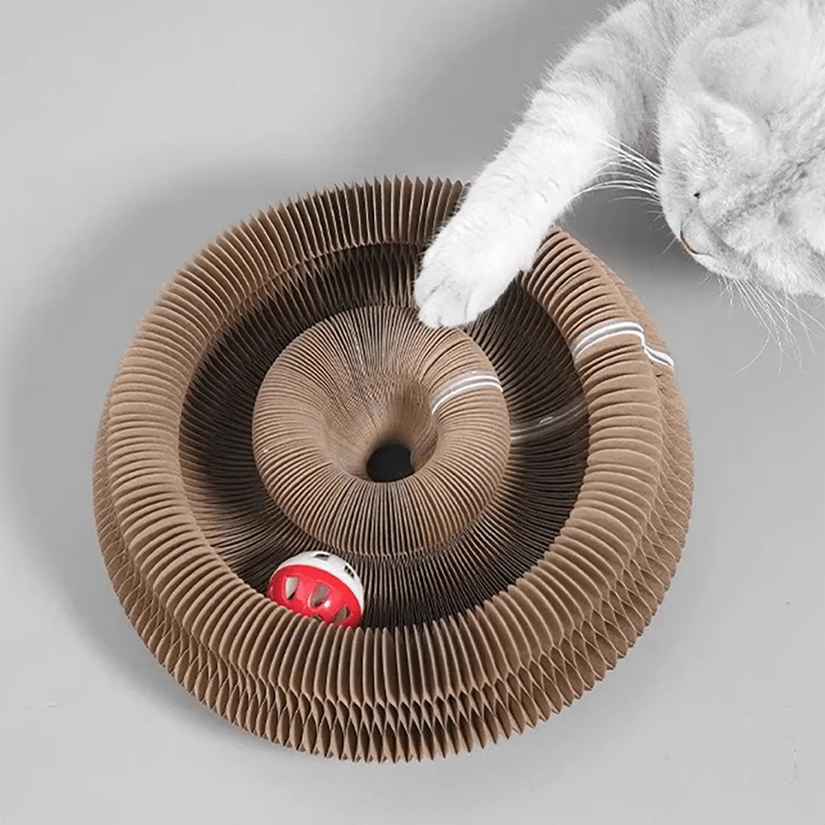 Customized Shopify Dropshipping Foldable Cat Scratcher With Bell Catnip Multi-level Cardboard Toy Kitten Durable Claw Sharpener