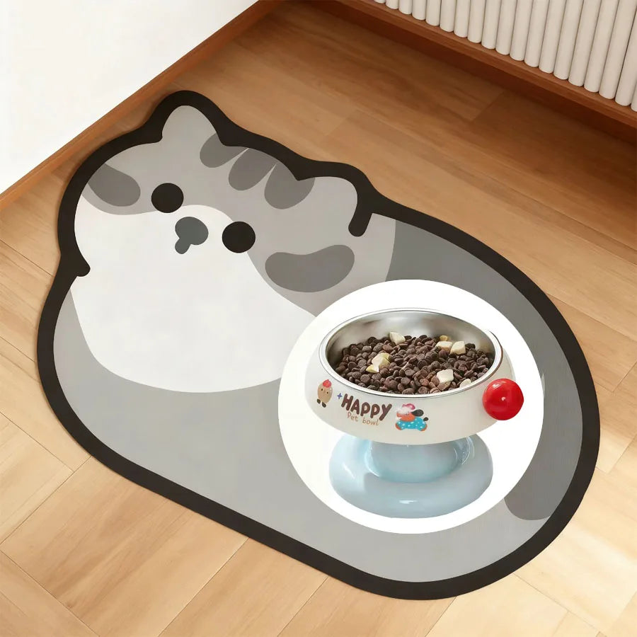 Pet Feeding Mat-Absorbent Pet high feet bowl with Waterproof Rubber Backing Quick Dry Water Mat for Dog Cat supplies