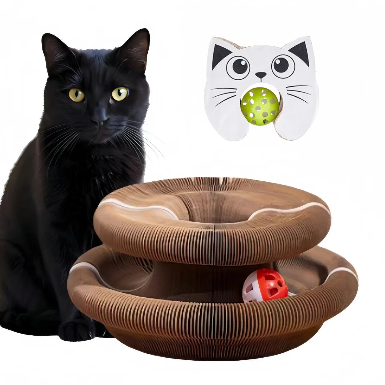 Customized Shopify Dropshipping Foldable Cat Scratcher With Bell Catnip Multi-level Cardboard Toy Kitten Durable Claw Sharpener