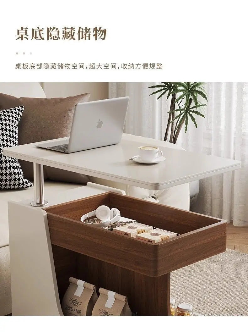 Solid Wood High-End Bedroom Furniture Luxury Modern Slate Multifunctional Side Cabinet Sofa Trolley Lift Capabilities Accessible