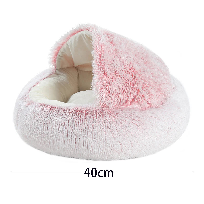 Soft Plush Pet Bed with Cover Round Cat Bed Pet Mattress Warm   Cat Dog  Sleeping Nest Cave for Small Dogs kitten