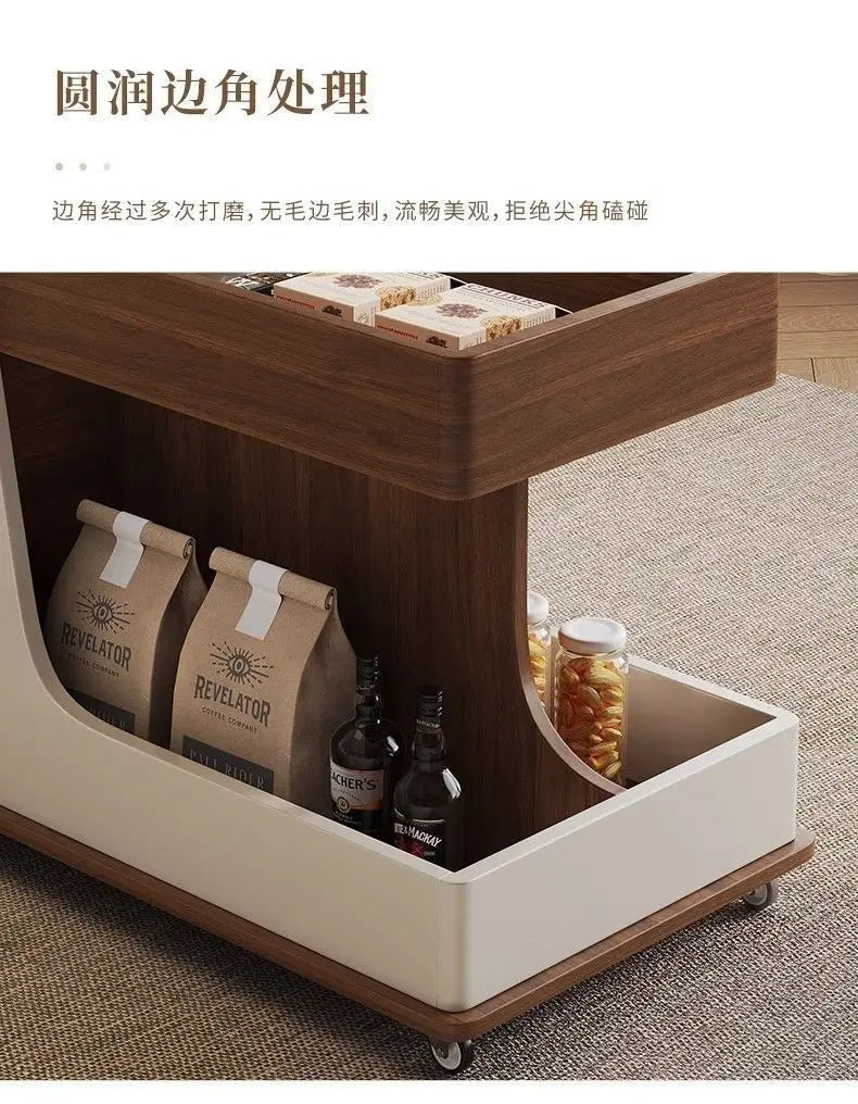 Solid Wood High-End Bedroom Furniture Luxury Modern Slate Multifunctional Side Cabinet Sofa Trolley Lift Capabilities Accessible