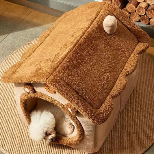 Pet House Bed Cat Cave Dog Kennel Warm Sleeping Bag Cozy Tent Soft Puppy Cushion Mat Indoor Winter Supplies