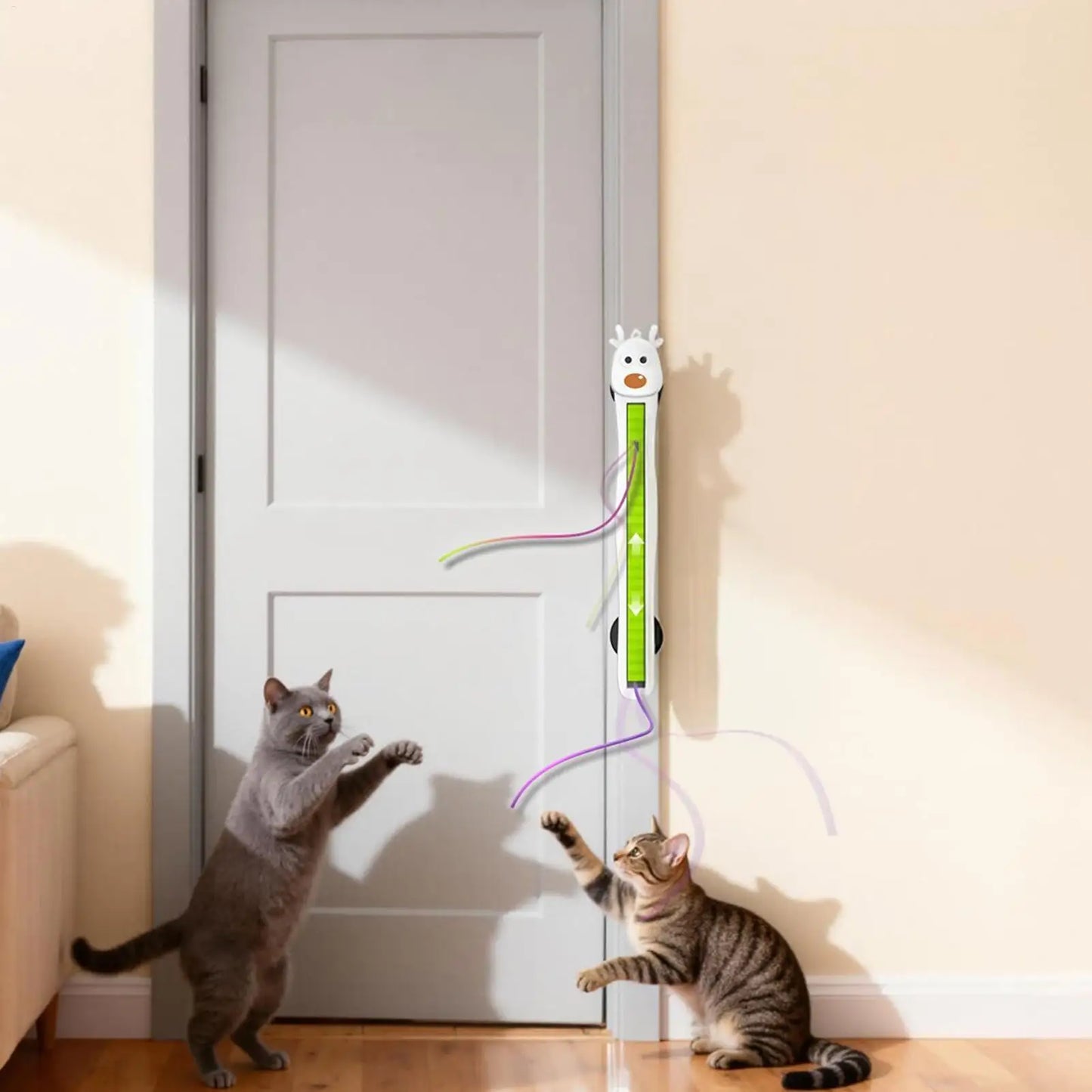 Electronic Cat Toys Wall Mounted Flying Rope Interactive Exercise Rechargeable Cat Enrichment Toys for Home Living Room Kitchen