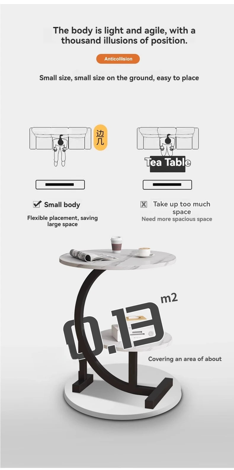 Sofa, Cabinets, Bedside Tables, Small Coffee Tables, Movable Small Side Tables, Leisure Small round Tables in the Living Room