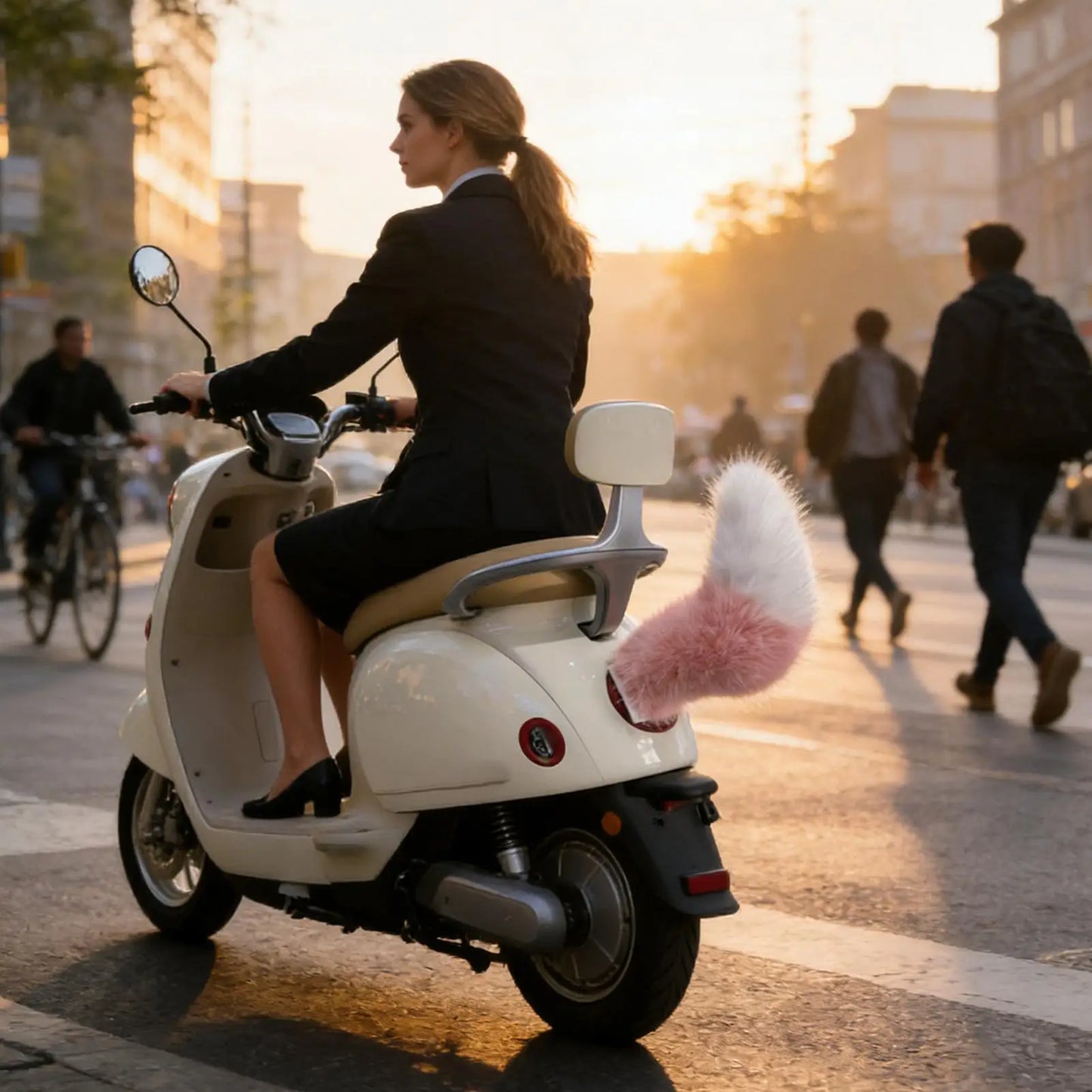 Electric vehicle Wigging tail Motorcycle Animal Tail Adjustable Motorbike Prank Gadget for Women Female Riders