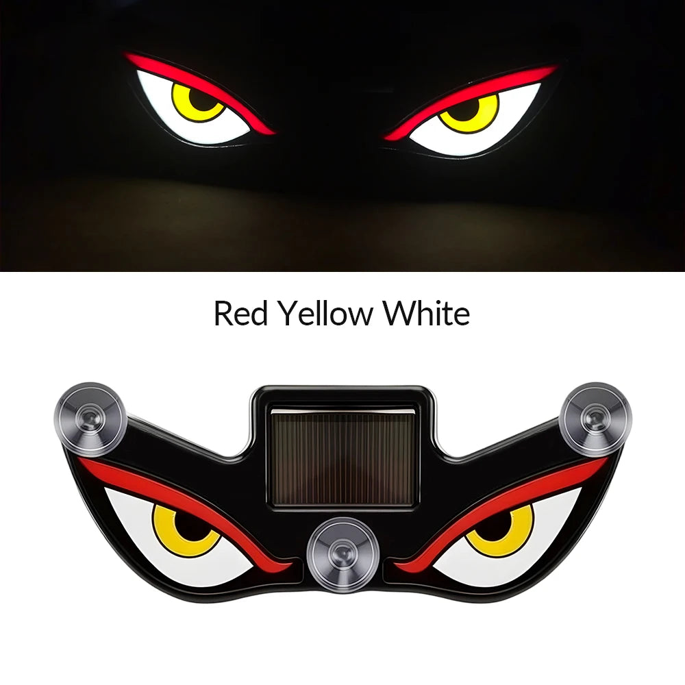 Windshield Devil Eyes LED Solar Warning Flashing Signal Indicator Car LED Ambient Lights with Suction Cup for SUV Auto Window