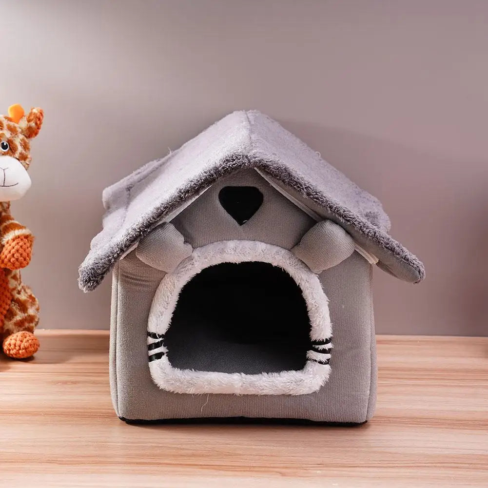 Pet House Bed Cat Cave Dog Kennel Warm Sleeping Bag Cozy Tent Soft Puppy Cushion Mat Indoor Winter Supplies