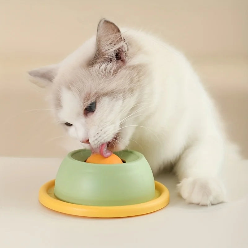 1Pc Interactive Cat Slow Feeder Toy - Non-Tipping, Self-Play Snack Plate with Licking Fun for Dental Health, Without Battery