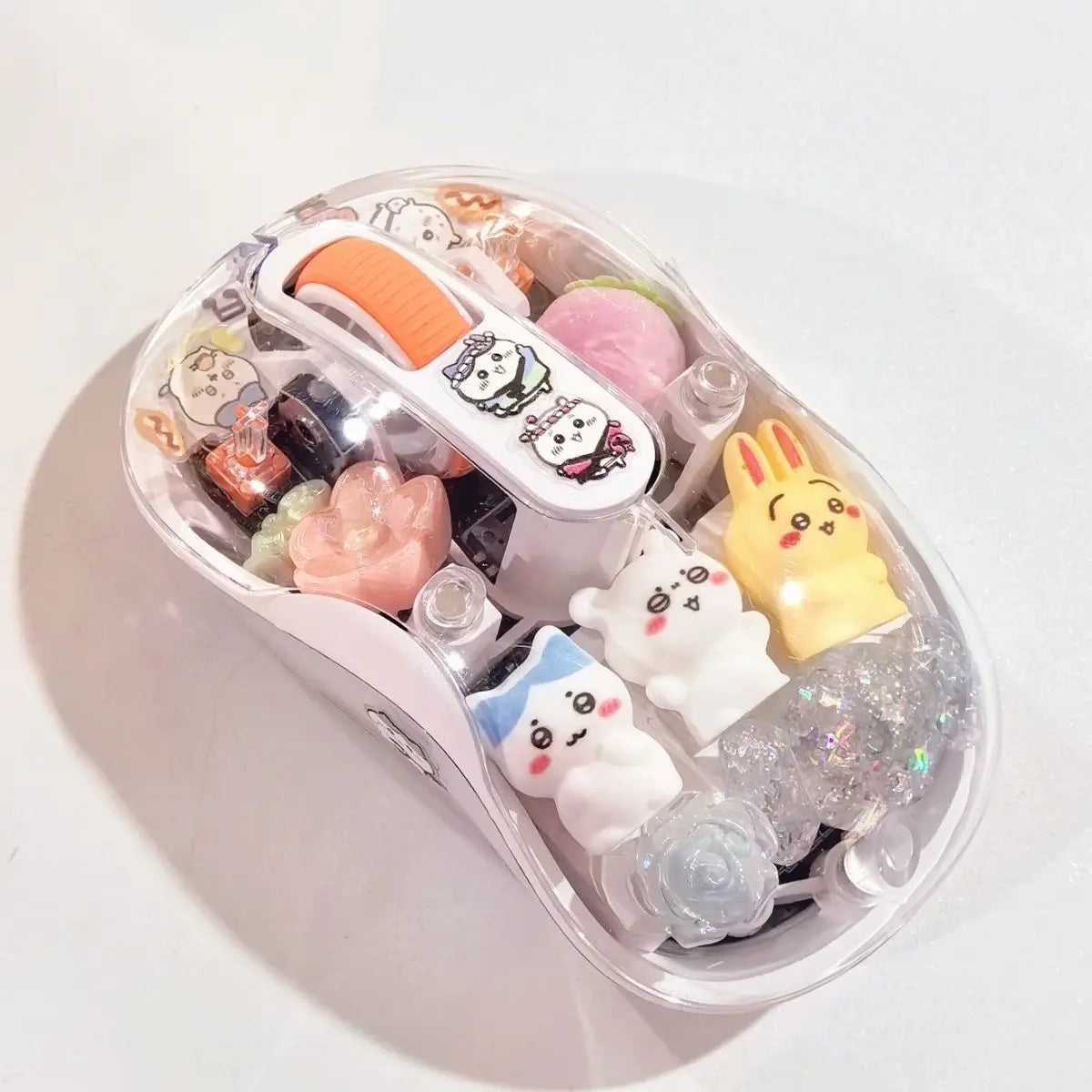 Anime Chiikawa Usagi Bluetooth Wireless Mouse Silent Portable Transparent Cartoon Doll Design for Laptop Computer Office Study