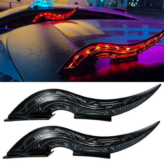 1Set Universal Dragon Horn Car Roof Decoration Fins Waterproof, 32 LED Light Modes, Touch Control Dimmable,Type-C Rechargeable - Home Pet Hub