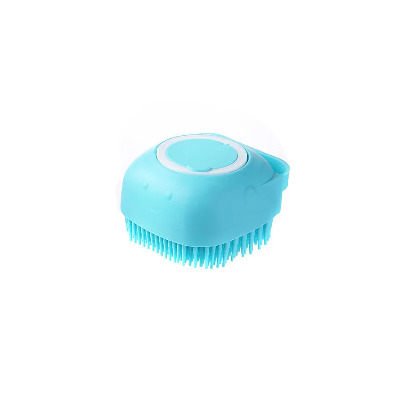 Pet Grooming Bath Massage Brush with Soap and Shampoo Dispenser Soft Silicone Bristle for Long Short Haired Dogs Cats Shower
