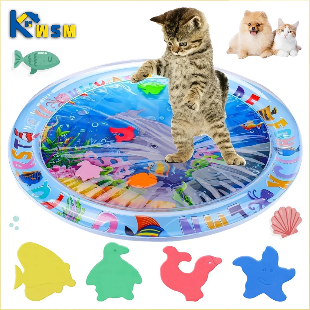 Pet Water Sensory Play Mat for Cats and Dogs Thickened Cooling Pad Interactive Self Play Toy for Pets Summer Indoor Activity