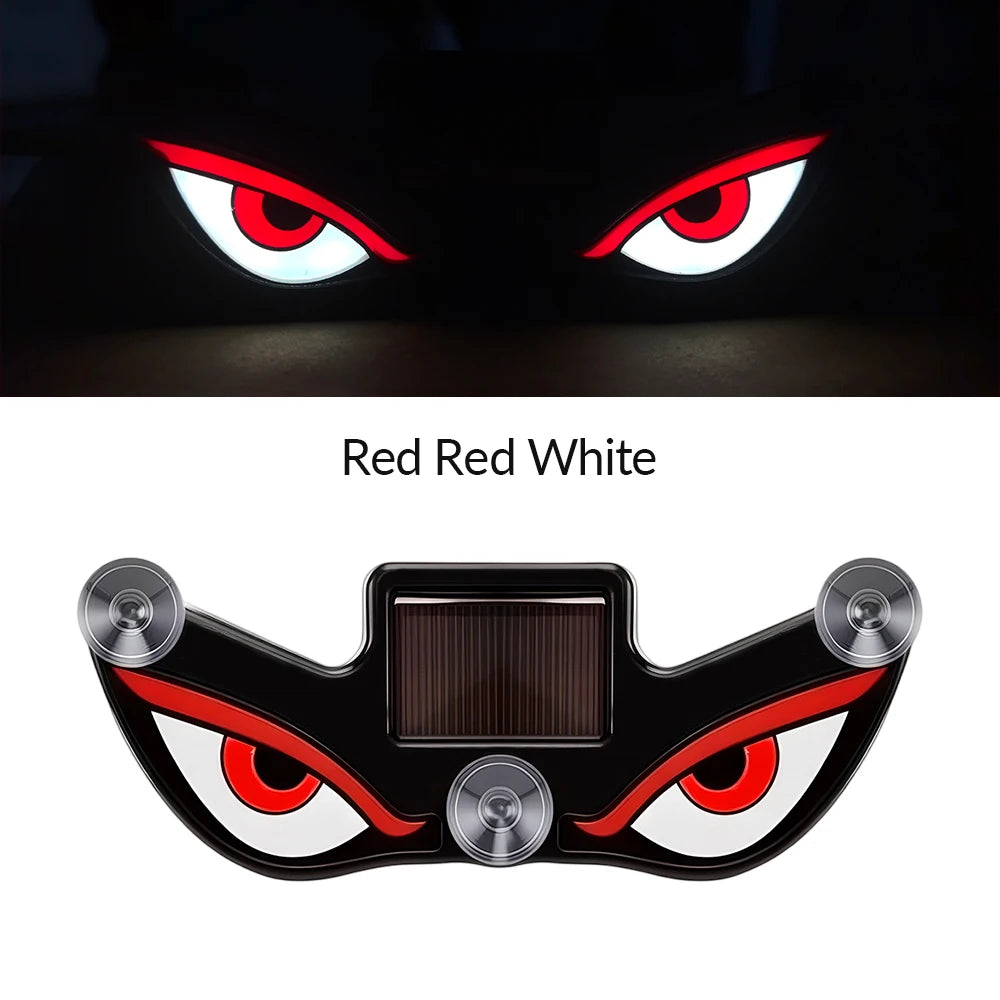 Windshield Devil Eyes LED Solar Warning Flashing Signal Indicator Car LED Ambient Lights with Suction Cup for SUV Auto Window