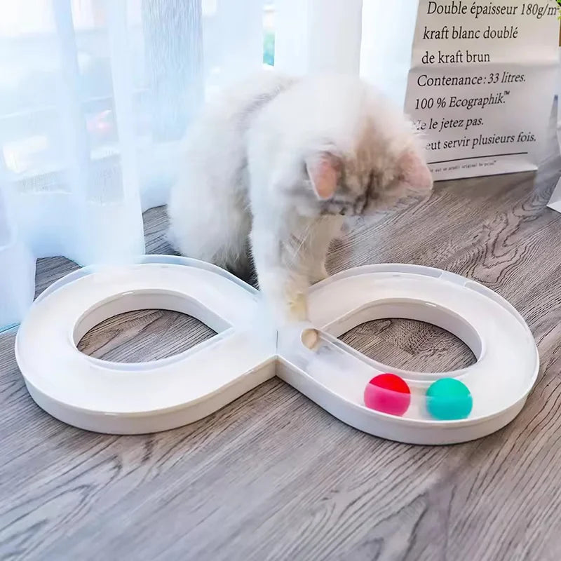 Cat Toy Self Entertaining Track Ball with Spinner Disk Interactive Pet Supplies Pet Orbital Ball Toys Pet Supplies