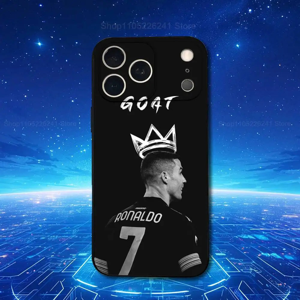 Football R-RoNalDo-ES CR7 Phone Case For iPhone 17,16,15,14,13,12,11,Plus,Pro Max,XS,X,XR,SE,Mini,8,7,Soft Silicone Black