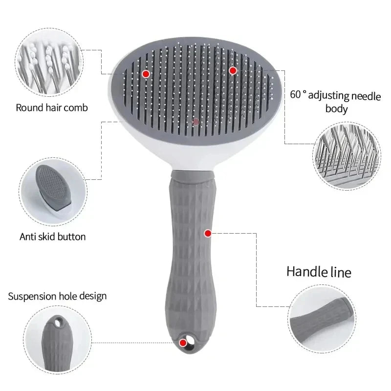 Dog Grooming Brush with Easy Clean Button | Home Pet Hub
