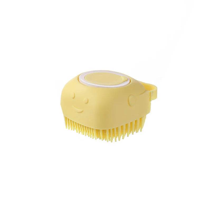 Pet Grooming Bath Massage Brush with Soap and Shampoo Dispenser Soft Silicone Bristle for Long Short Haired Dogs Cats Shower