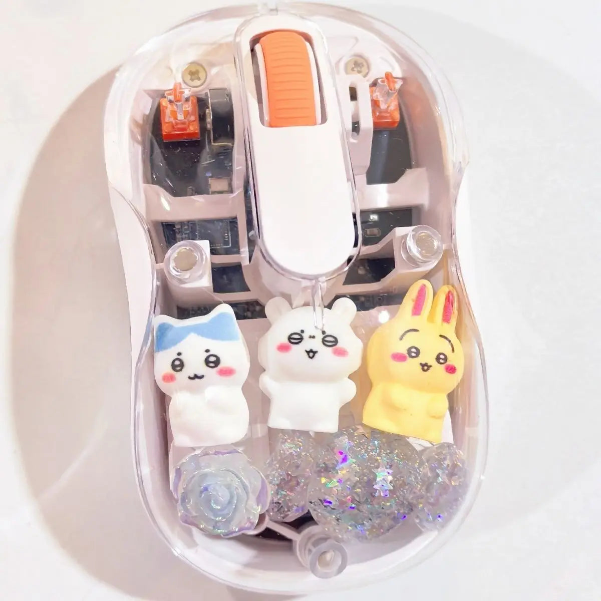 Anime Chiikawa Usagi Bluetooth Wireless Mouse Silent Portable Transparent Cartoon Doll Design for Laptop Computer Office Study