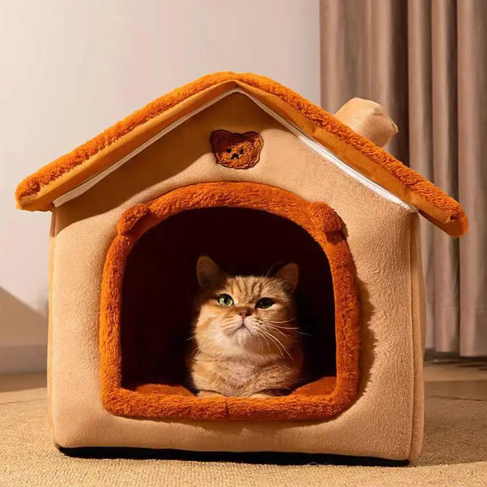 Pet House Bed Cat Cave Dog Kennel Warm Sleeping Bag Cozy Tent Soft Puppy Cushion Mat Indoor Winter Supplies