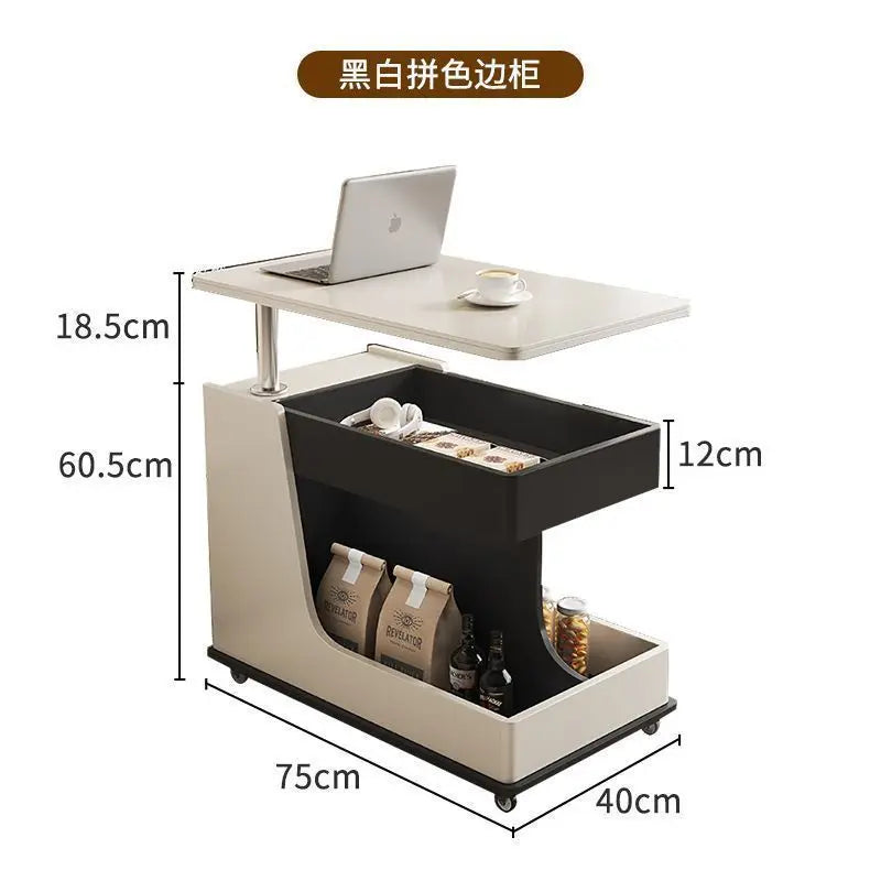 Solid Wood High-End Bedroom Furniture Luxury Modern Slate Multifunctional Side Cabinet Sofa Trolley Lift Capabilities Accessible