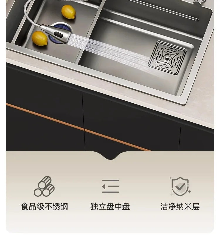 Kitchen Vegetable Basin, Large Sink, 304 Stainless Steel Countertop Sink, Dishwasher, Household Thickened Vegetable Sink
