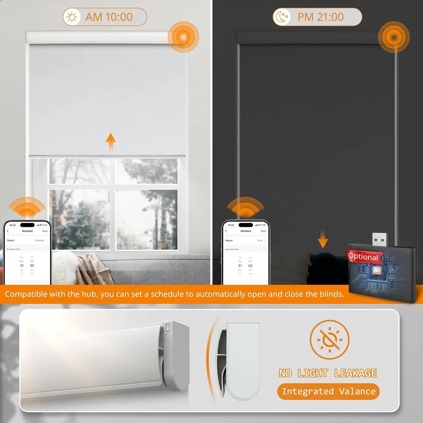 2026 New Style No Drilling With Cover Zigbee Motor Intelligent Control Motorized Roller Blinds For Windows