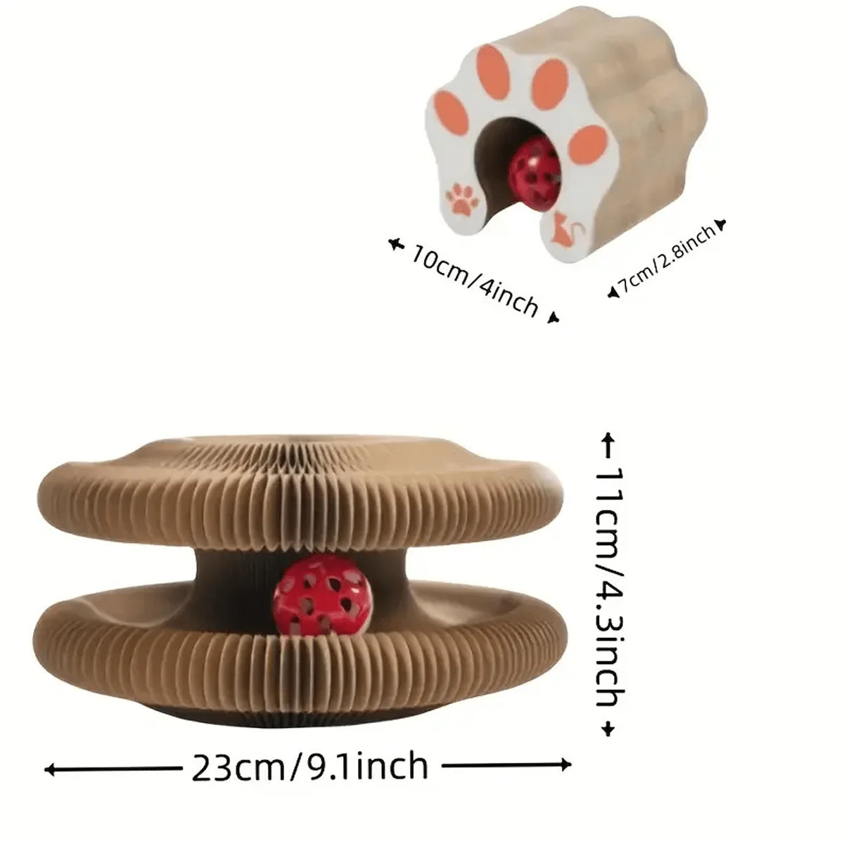 Customized Shopify Dropshipping Foldable Cat Scratcher With Bell Catnip Multi-level Cardboard Toy Kitten Durable Claw Sharpener