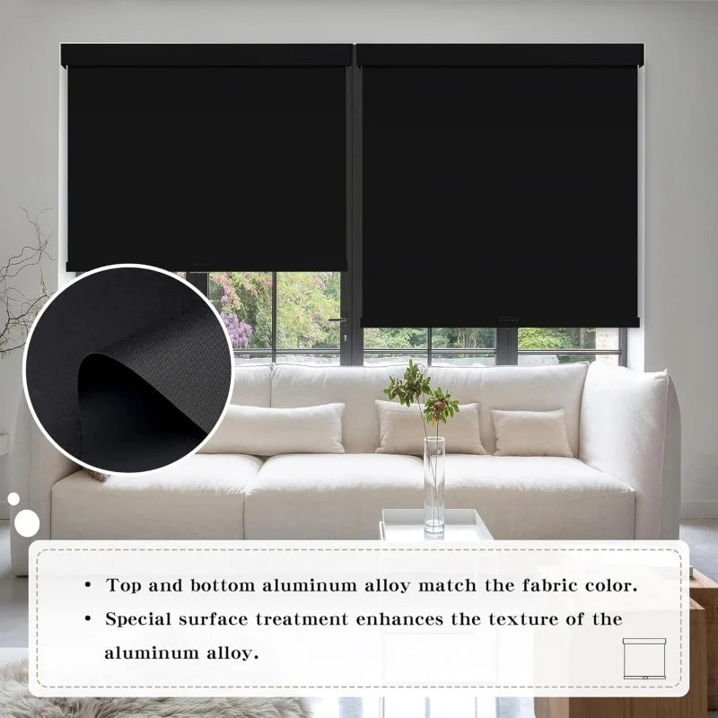 Hot Selling Square Cassette Custom Size Waterproof Black Fabric Zigbee Hub Alexa Compatible Motorized Roller Blinds For House