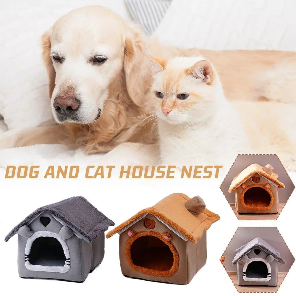 Pet House Bed Cat Cave Dog Kennel Warm Sleeping Bag Cozy Tent Soft Puppy Cushion Mat Indoor Winter Supplies