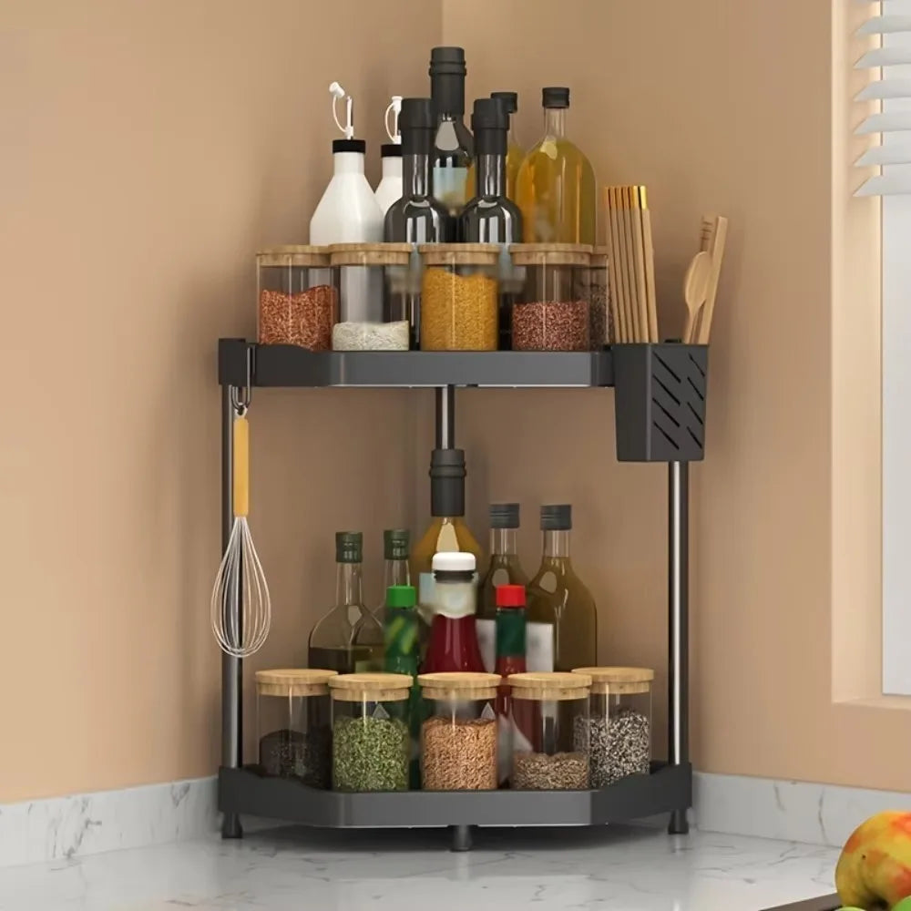 Kitchen Seasoning Shelf Spice Countertop Corner Stands Easy To Clean Space Saving Chopstick Organizer Housewear & Furnishings