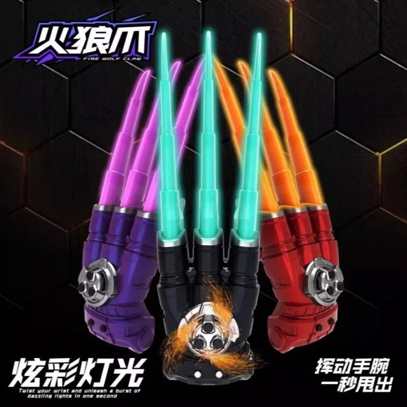 Wolf Claw Scalable Sound And Light  Claw With Rotating Spark Laser Claw Children'S Cool Luminous Toy Boy'S Gift