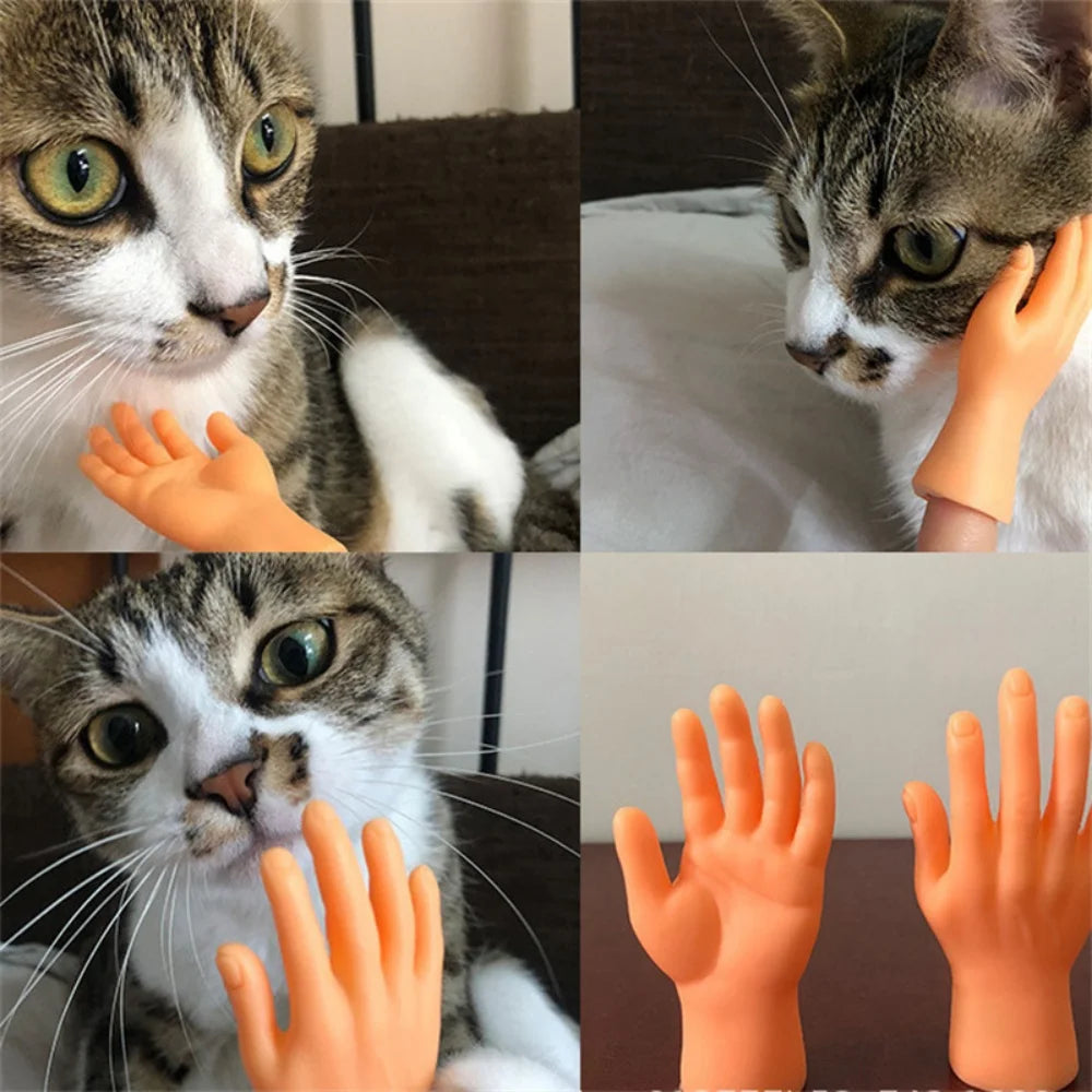 Pet Interactive Funny Gesture Toy Mini Multi Style Cat Teasing Plastic Prank Finger Human Fake Gloves Pet Toy Supplies