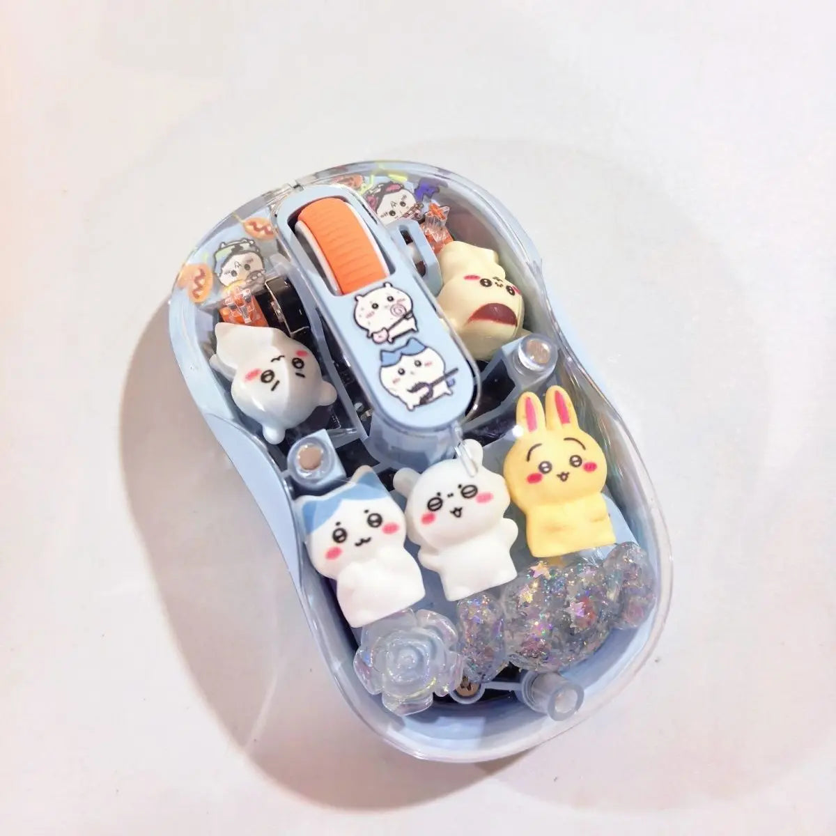 Anime Chiikawa Usagi Bluetooth Wireless Mouse Silent Portable Transparent Cartoon Doll Design for Laptop Computer Office Study