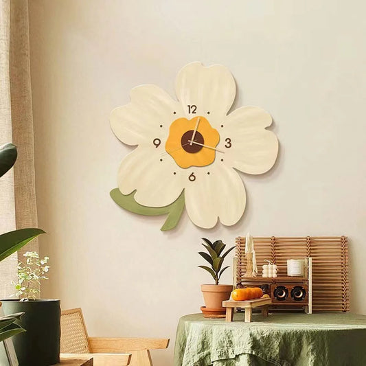 Wall Decoration 30cm Flower Creative Clock Modern Slient Decor Simple Wall Clock Artistic Cartoon Home Clock Living Room