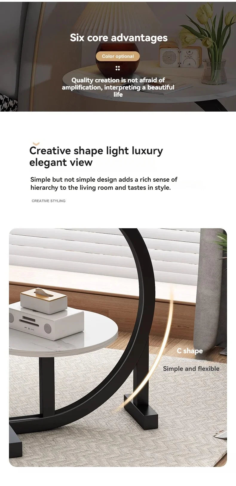 Sofa, Cabinets, Bedside Tables, Small Coffee Tables, Movable Small Side Tables, Leisure Small round Tables in the Living Room