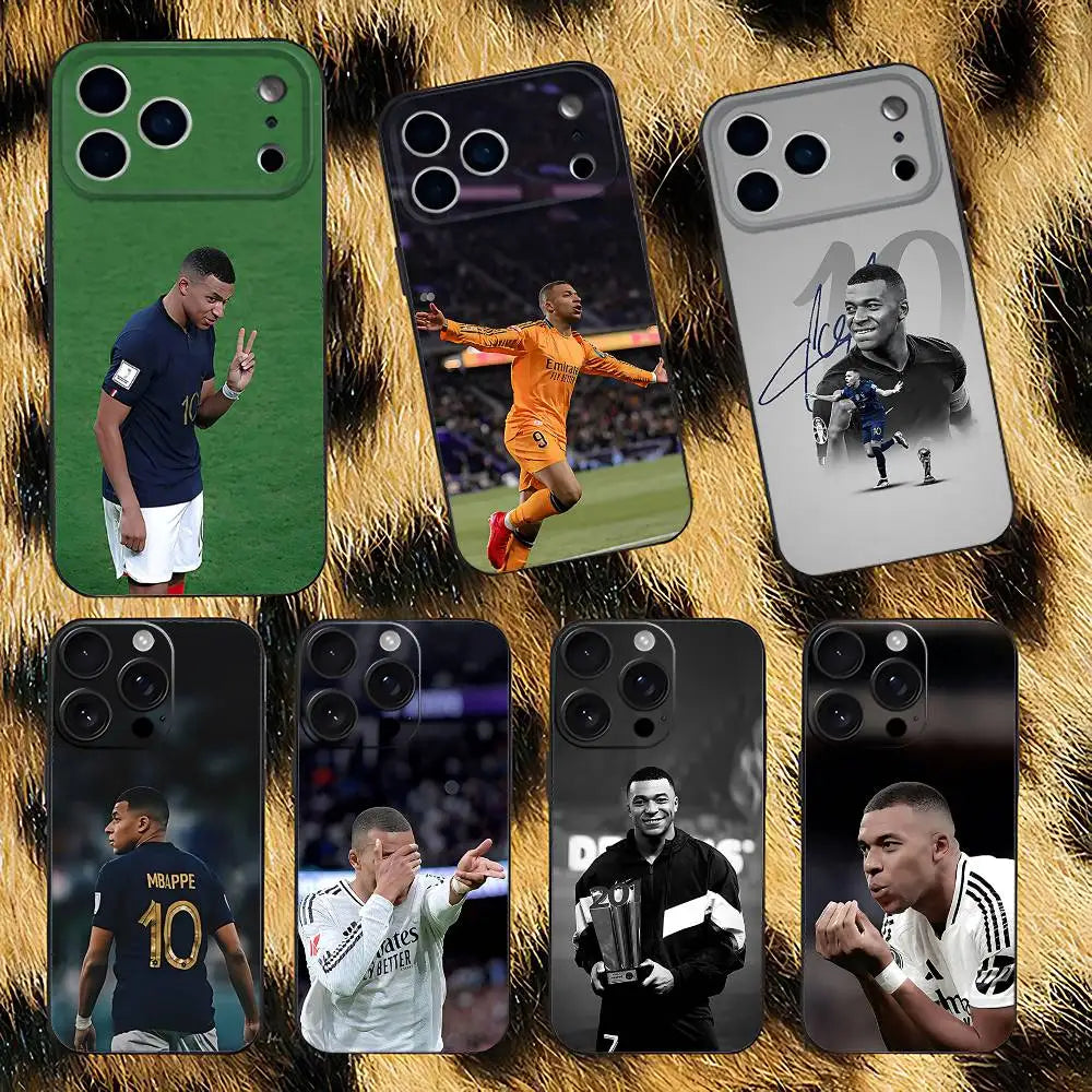 Football Star M-MbappeS-S Phone Case For iPhone 17,16,15,14,13,12,Pro,Max,Plus,E,SE4,Air,Mini Black Soft Box