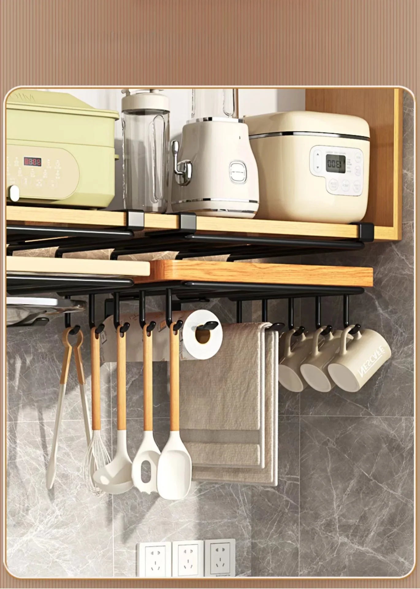 Kitchen Under Cabinet Basket Storage Shelf Cutting Board Rack Kitchen Closet Rack Under Desk Cabinet Office Bathroom Organizers