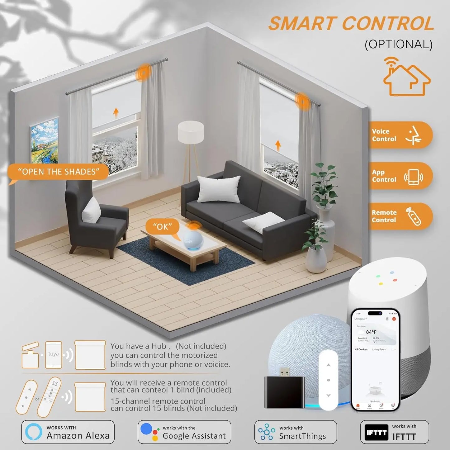 2026 New Style No Drilling With Cover Zigbee Motor Intelligent Control Motorized Roller Blinds For Windows