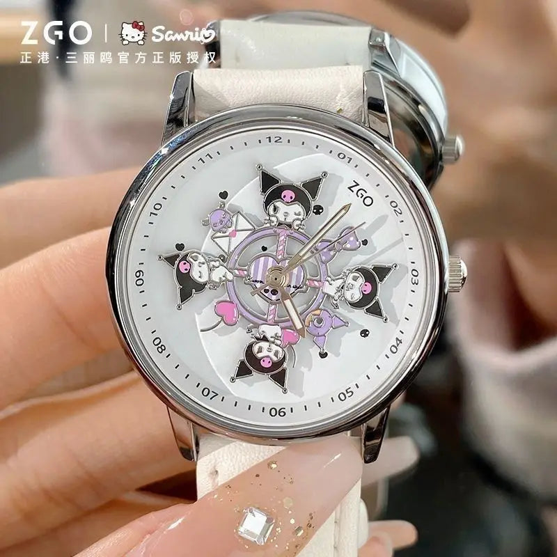 Anime Sanrio Hello Kitty Rotating Glow in The Dark Watch for Women Teen Girls Students Best Friends Birthday Gift Cartoon Cute