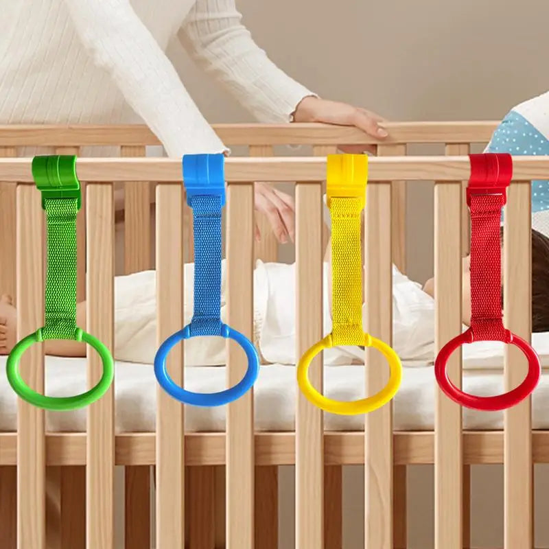 Baby Pull Up Rings 4x Baby Stand Up Dangling Pull Up Rings Educational Toddler Practice Tool Toddler Walking Exercises Assistant