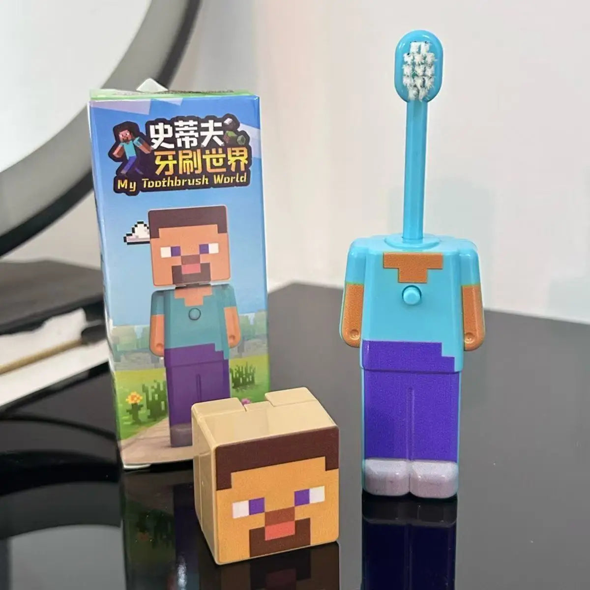 Hot mine craft Retractable Toothbrush Pixel Game Character Soft Bristle Oral Care Brush Portable Daily Wash Accessory Gift ﻿