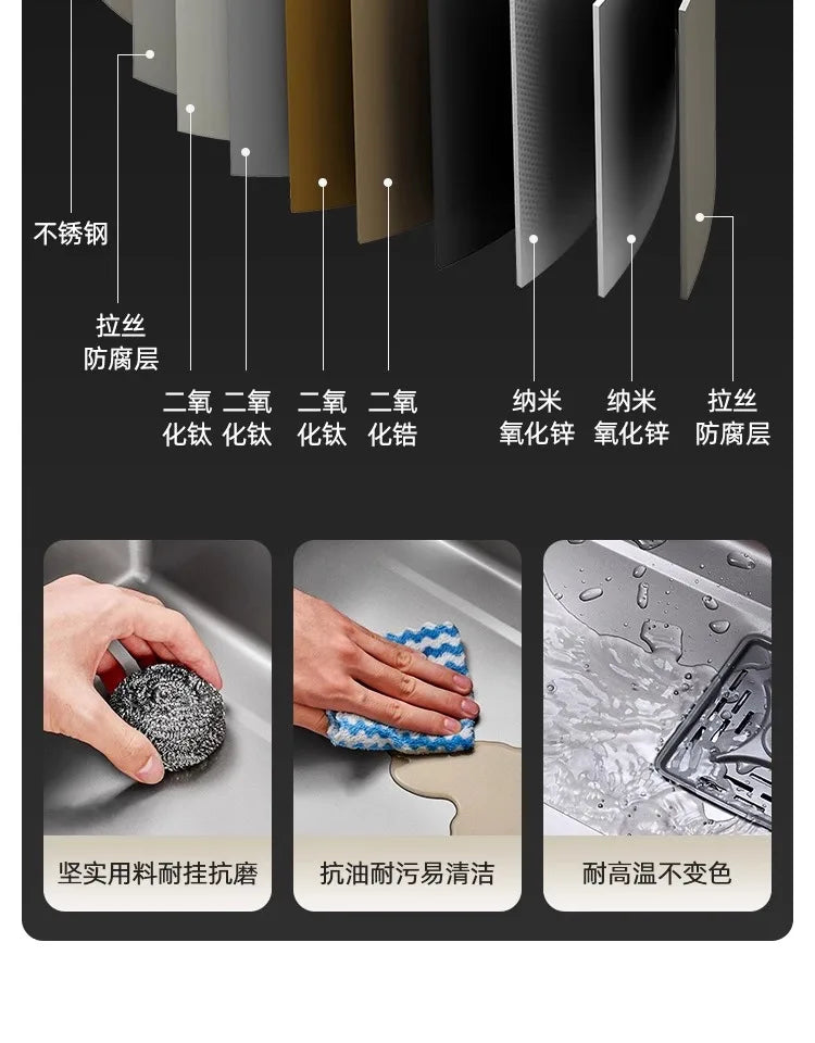 Kitchen Vegetable Basin, Large Sink, 304 Stainless Steel Countertop Sink, Dishwasher, Household Thickened Vegetable Sink