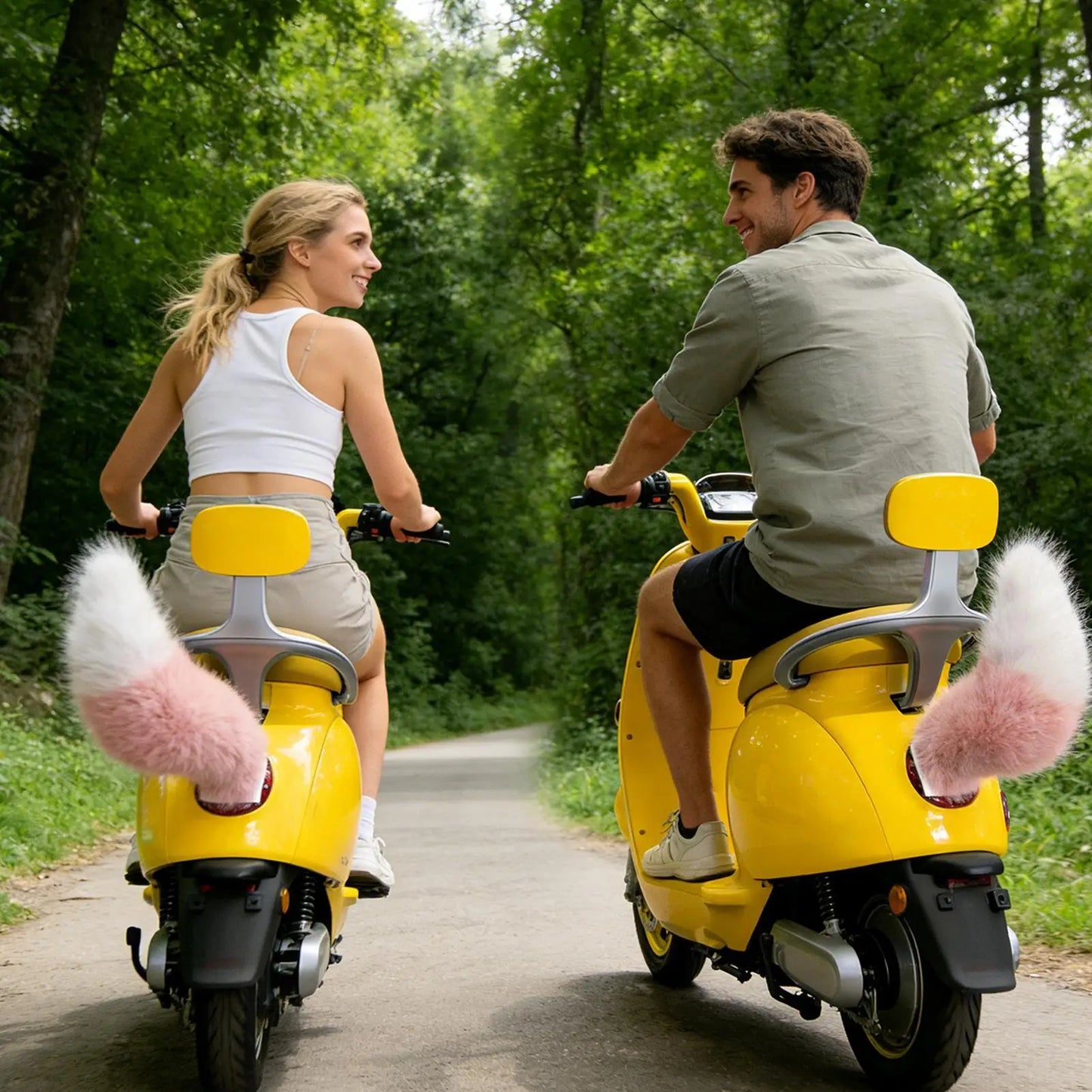 Electric vehicle Wigging tail Motorcycle Animal Tail Adjustable Motorbike Prank Gadget for Women Female Riders