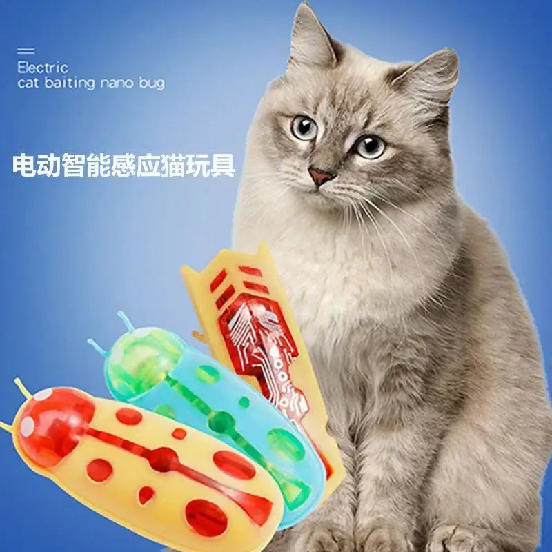 Pet Interactive Mini Electric Bug Cat Toy Kitten Escape Obstacle Automatic Flip Toy Battery Operated Vibration Beetle Supplies