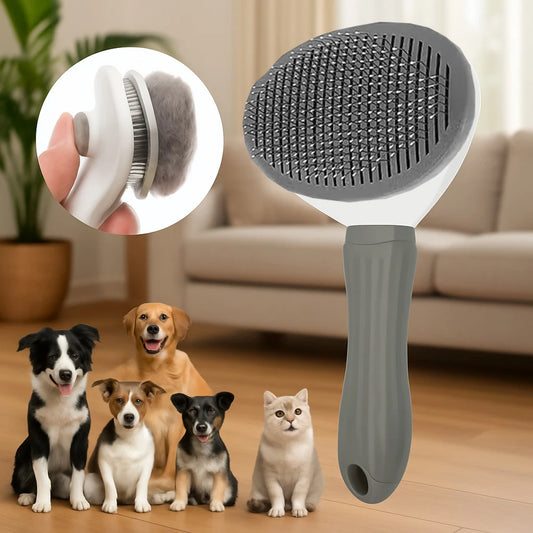 Dog Grooming Brush with Easy Clean Button | Home Pet Hub