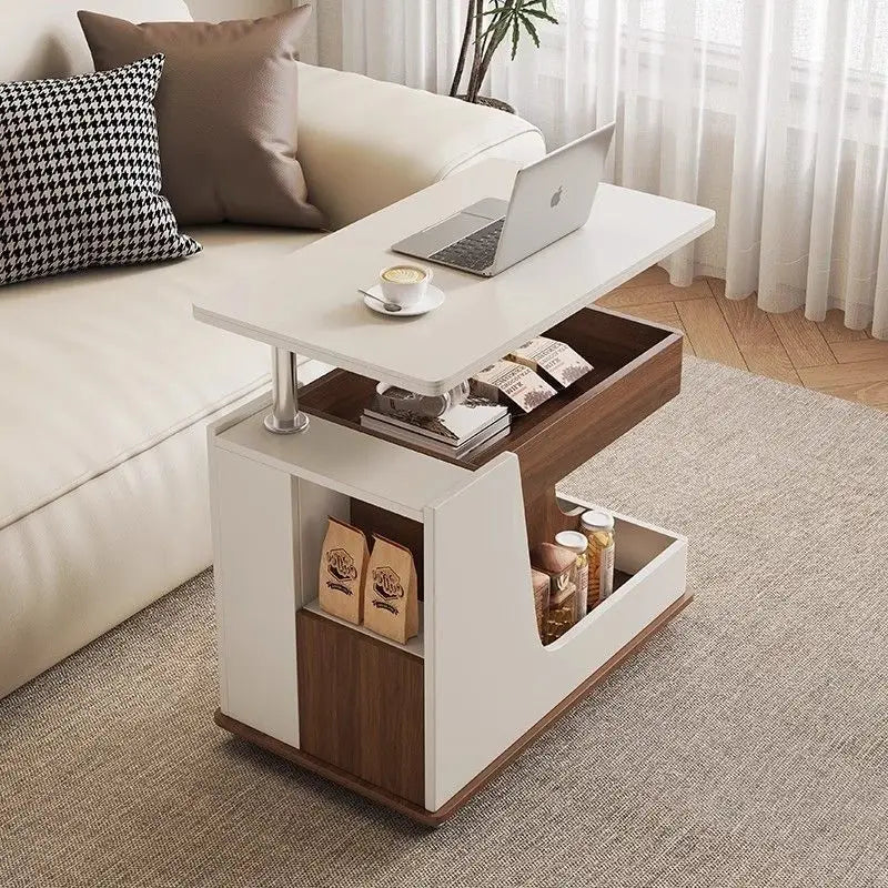 Solid Wood High-End Bedroom Furniture Luxury Modern Slate Multifunctional Side Cabinet Sofa Trolley Lift Capabilities Accessible